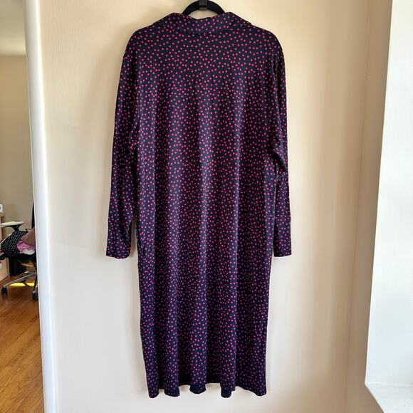 J. Jill Wearever Knit Shirt Dress Navy Blue Red Polka Dot Women's Size Plus 2X - Picture 7 of 11